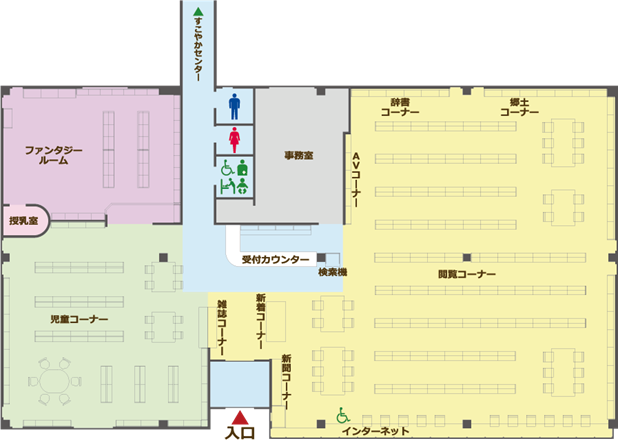 美川図書館の平面図
